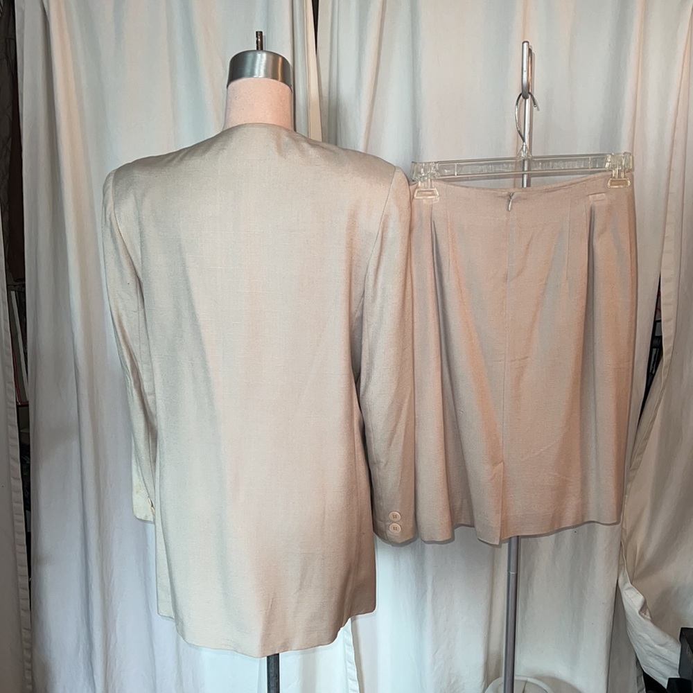 Jones NY blazer and skirt set 80’s sz12 beige linen look lined - Picture 2 of 8